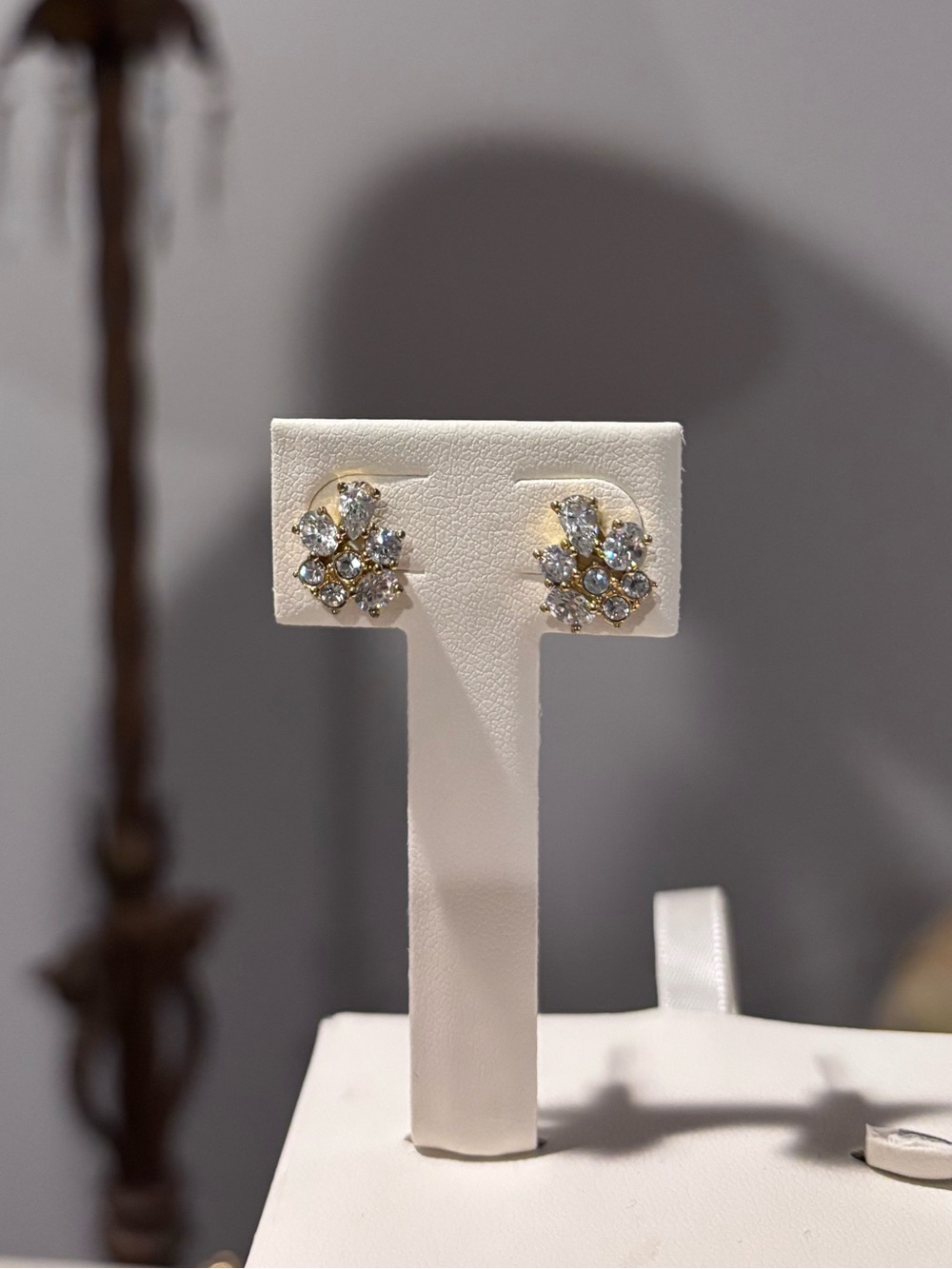 Nadri Gold Crystal Cluster Stud Earrings